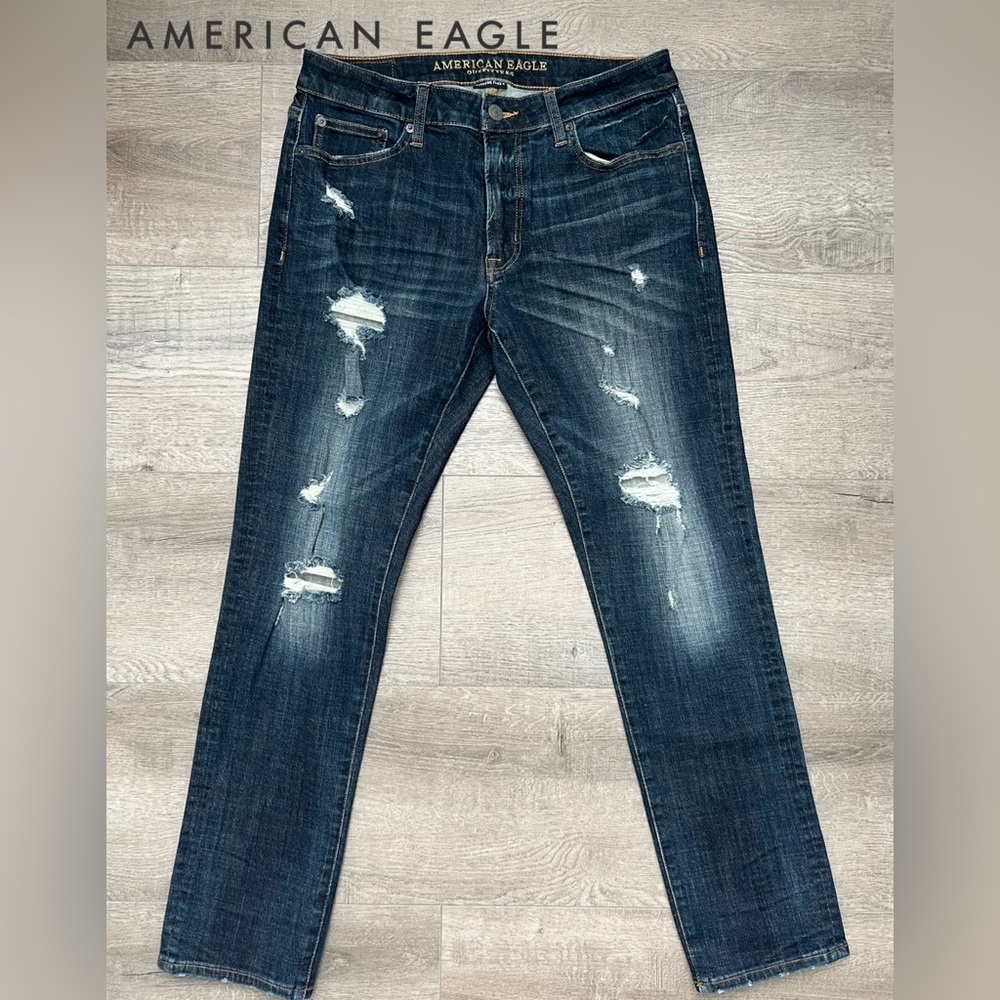 🆕AMERICAN EAGLE Jeans Men’s Skinny/Slim Distressed Blue Stretch Size: 33X30